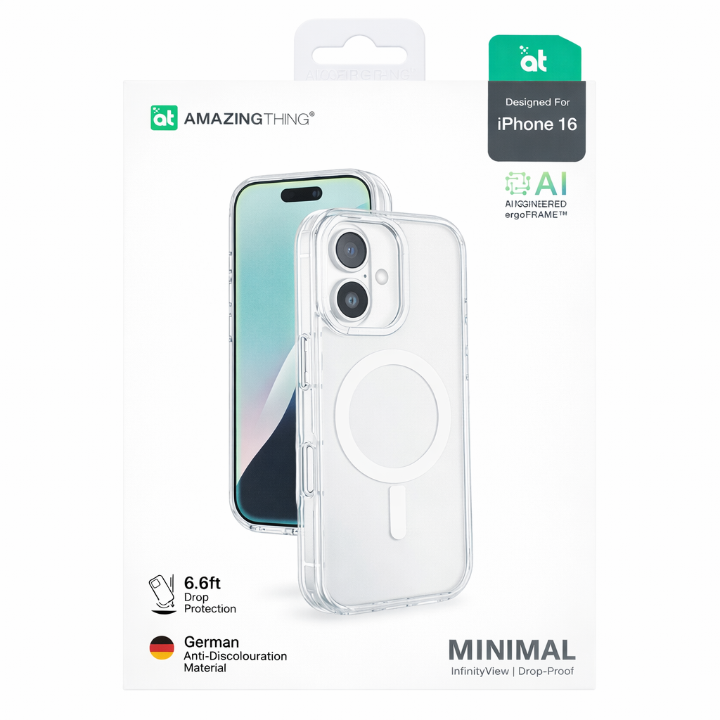 AmazingThing Minimal Clear Case for iPhone 16 (MagSafe Compatible, 6.6ft Drop Protection, Crystal Transparent) - Image 7