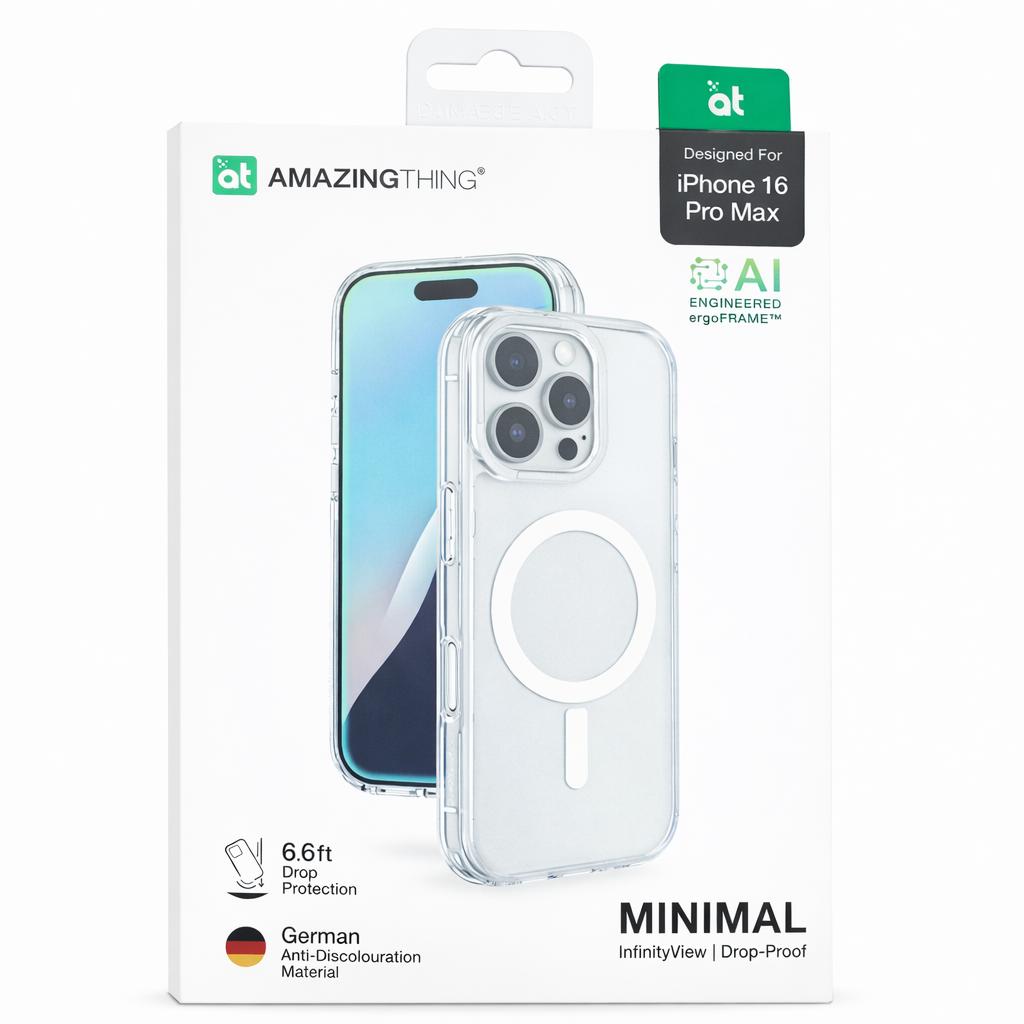 AmazingThing Minimal Clear Case for iPhone 16 Pro Max (MagSafe Compatible, 6.6ft Drop Protection, Crystal Transparent) - Image 3