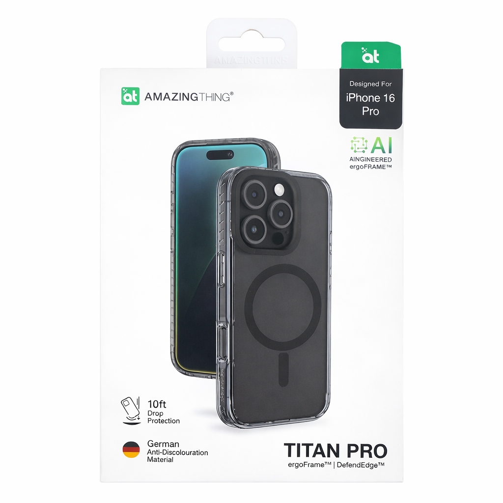 AmazingThing Titan Pro Smoke Clear Case for iPhone 16 Pro (MagSafe Compatible, 10ft Drop Protection, Black Transparent) - Image 6