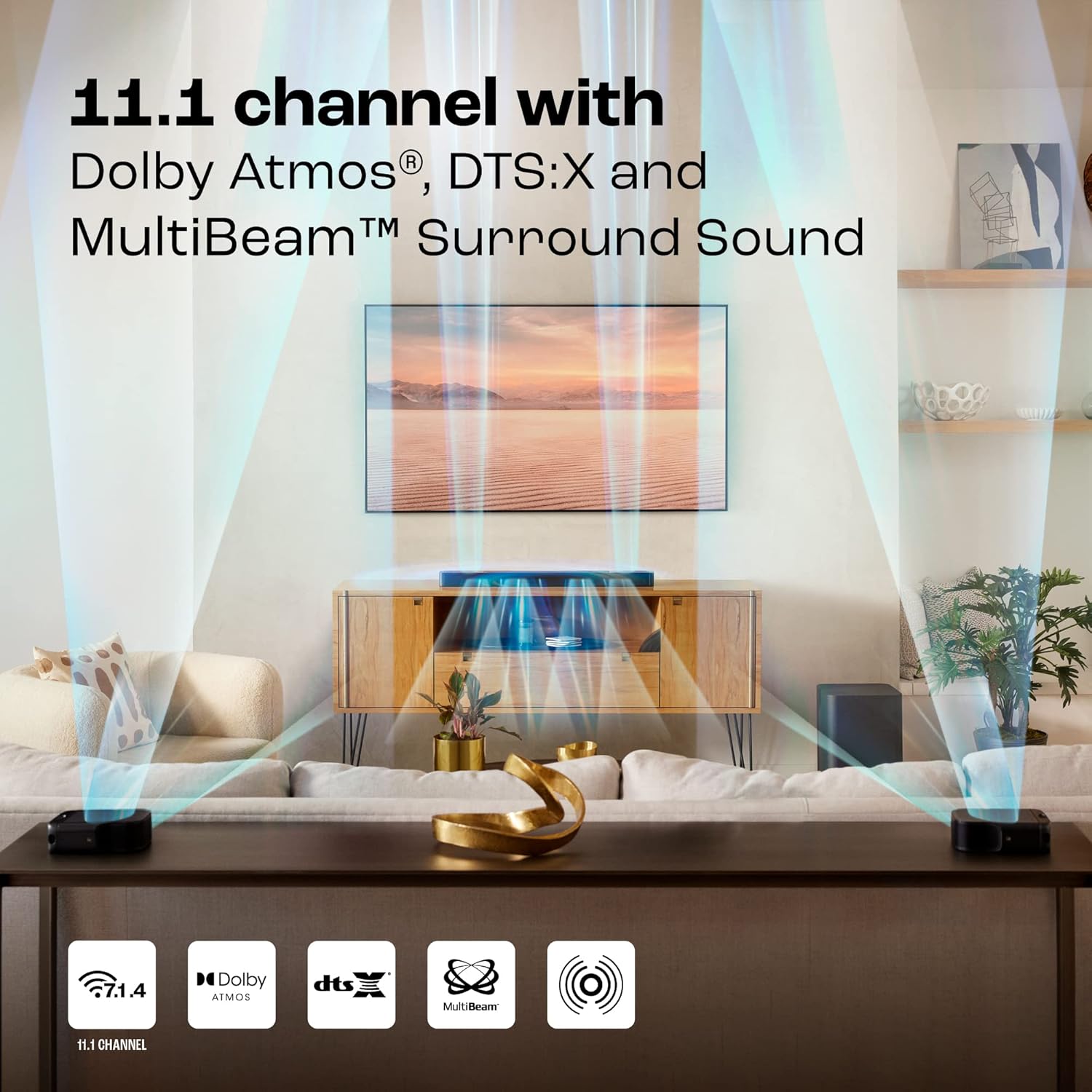 JBL Bar 1000 Pro, 11.1 (7.1.4) Channel Truly Wireless Soundbar with True Dolby Atmos®, DTS:X, and MultiBeam™ Surround Sound, 10” Down-Firing Wireless Subwoofer, HDMI eARC, BT,WiFi,Alexa, One App(880W) - Image 2