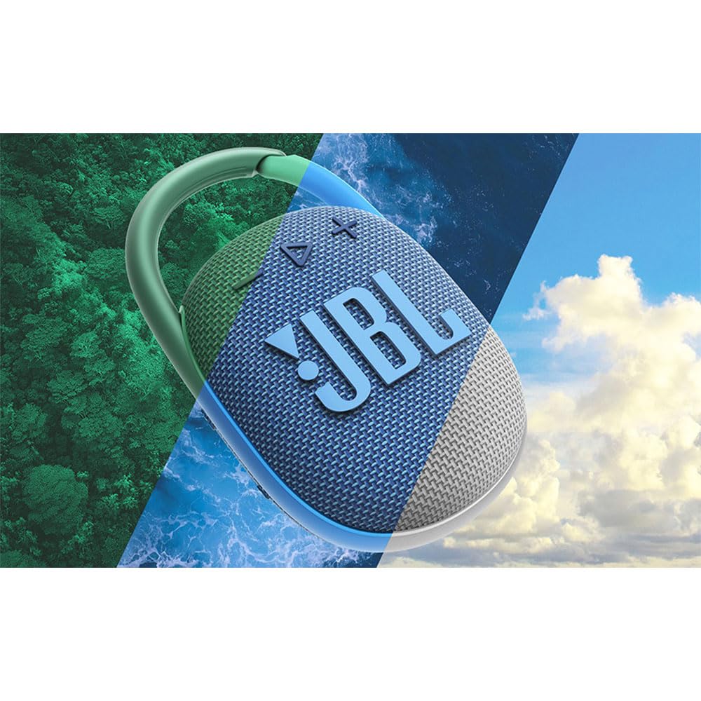 JBL Clip 4 Eco with eco-Friendly Recycled Materials & Packaging, Wireless Portable Bluetooth Speaker, Pro Sound, Integrated Carabiner, Dust & Waterproof, Type C (Without Mic, Blue) - Image 2