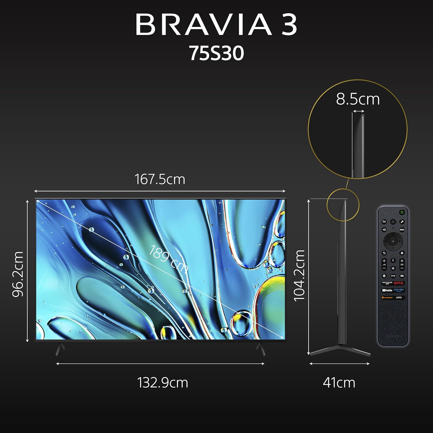 Sony BRAVIA 3 Series 189 cm (75 inches) 4K Ultra HD AI Smart LED Google TV K-75S30 (Black) - Image 5