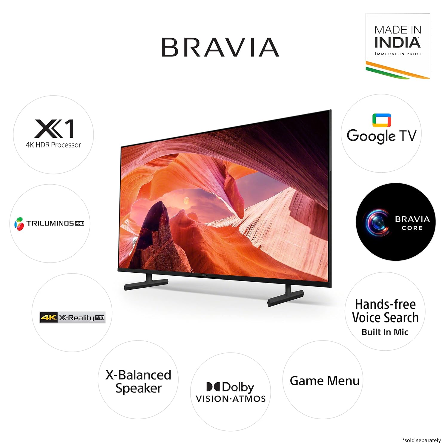 Sony Bravia 126 cm (50 inches) 4K Ultra HD Smart LED Google TV KD-50X80L (Black) - Image 2