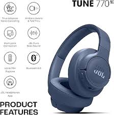 JBL Tune 770NC Wireless Over Ear ANC Headphones with Mic, Upto 70 Hrs Battery, Speed Charge : 5 min Charge Gives up to 3H of Playback, Google Fast Pair, Dual Pairing, BT 5.3 (Blue) - Image 4
