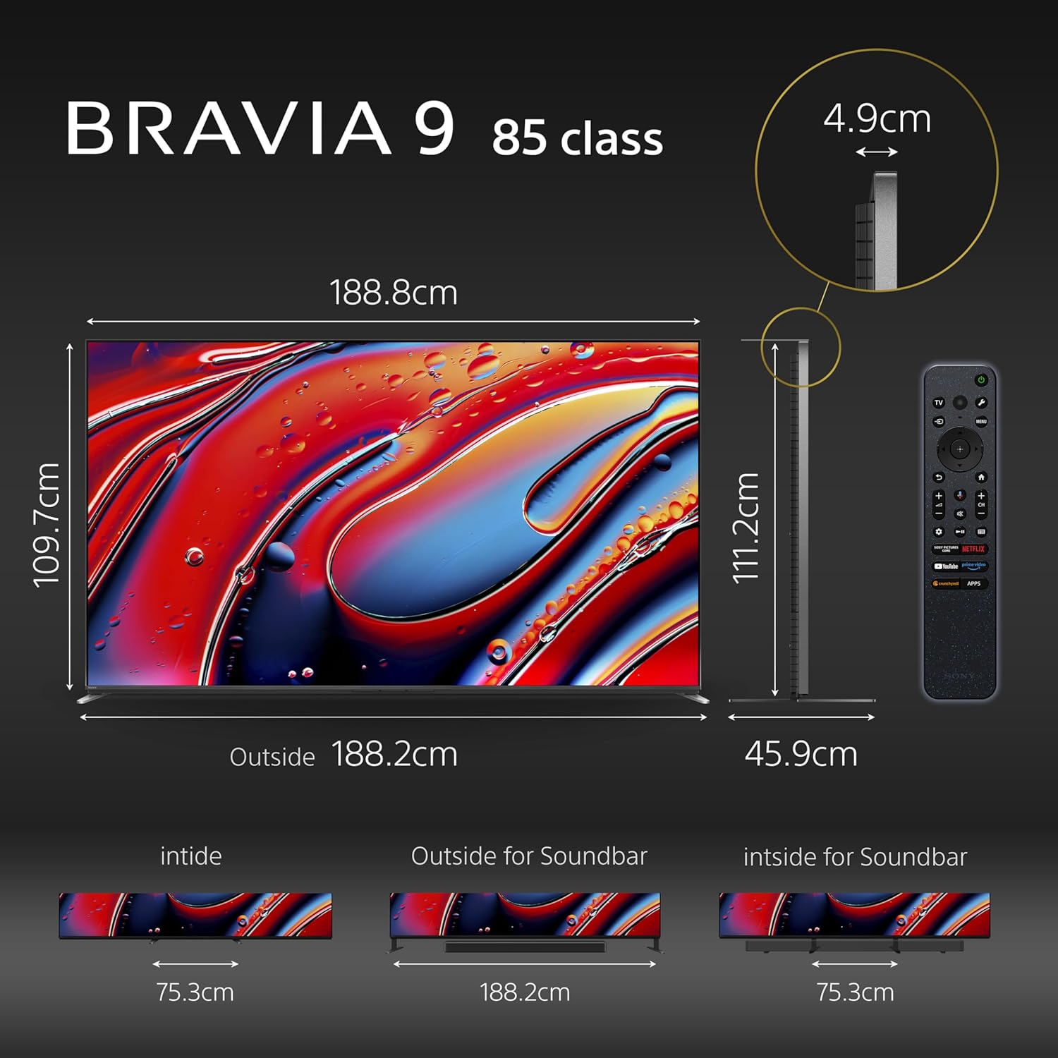 Sony BRAVIA 9 Series 215 cm (85 inches) 4K Ultra HD AI Smart Mini LED Google TV K-85XR90 (Black) - Image 3