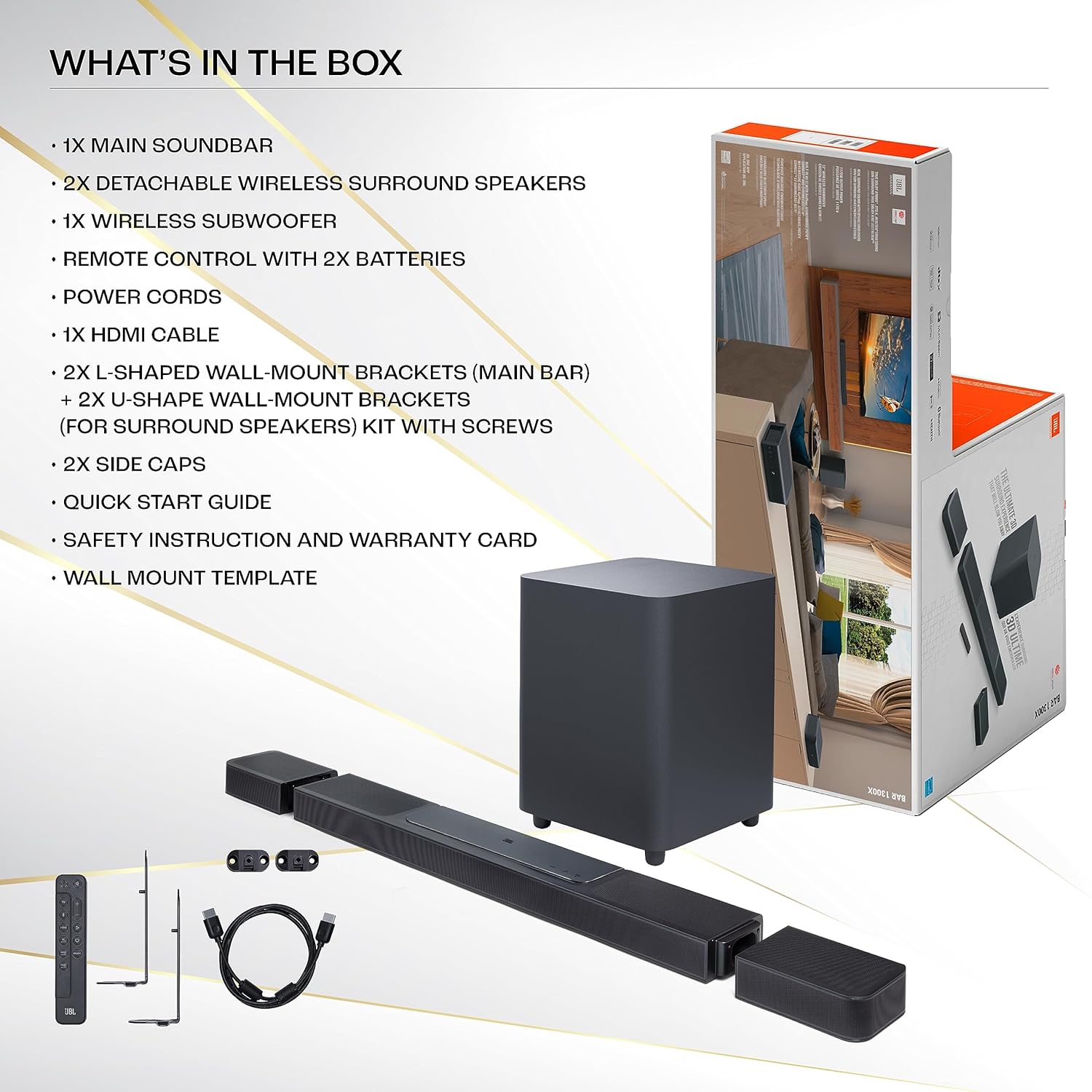 JBL Bar 1300, 11.1.4 Channel Truly Wireless Soundbar with True Dolby Atmos®, DTS:X, and MultiBeam™ Surround Sound, 10" Down-Firing Wireless Subwoofer, HDMI eARC, BT, Wi-Fi, Alexa, One App (1170W) - Image 5