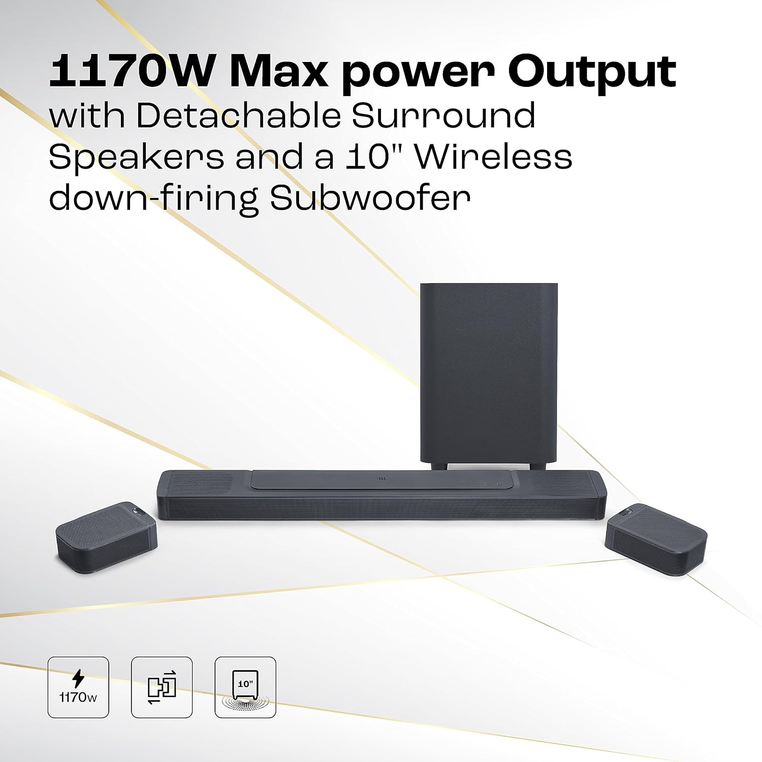 JBL Bar 1300, 11.1.4 Channel Truly Wireless Soundbar with True Dolby Atmos®, DTS:X, and MultiBeam™ Surround Sound, 10" Down-Firing Wireless Subwoofer, HDMI eARC, BT, Wi-Fi, Alexa, One App (1170W) - Image 6