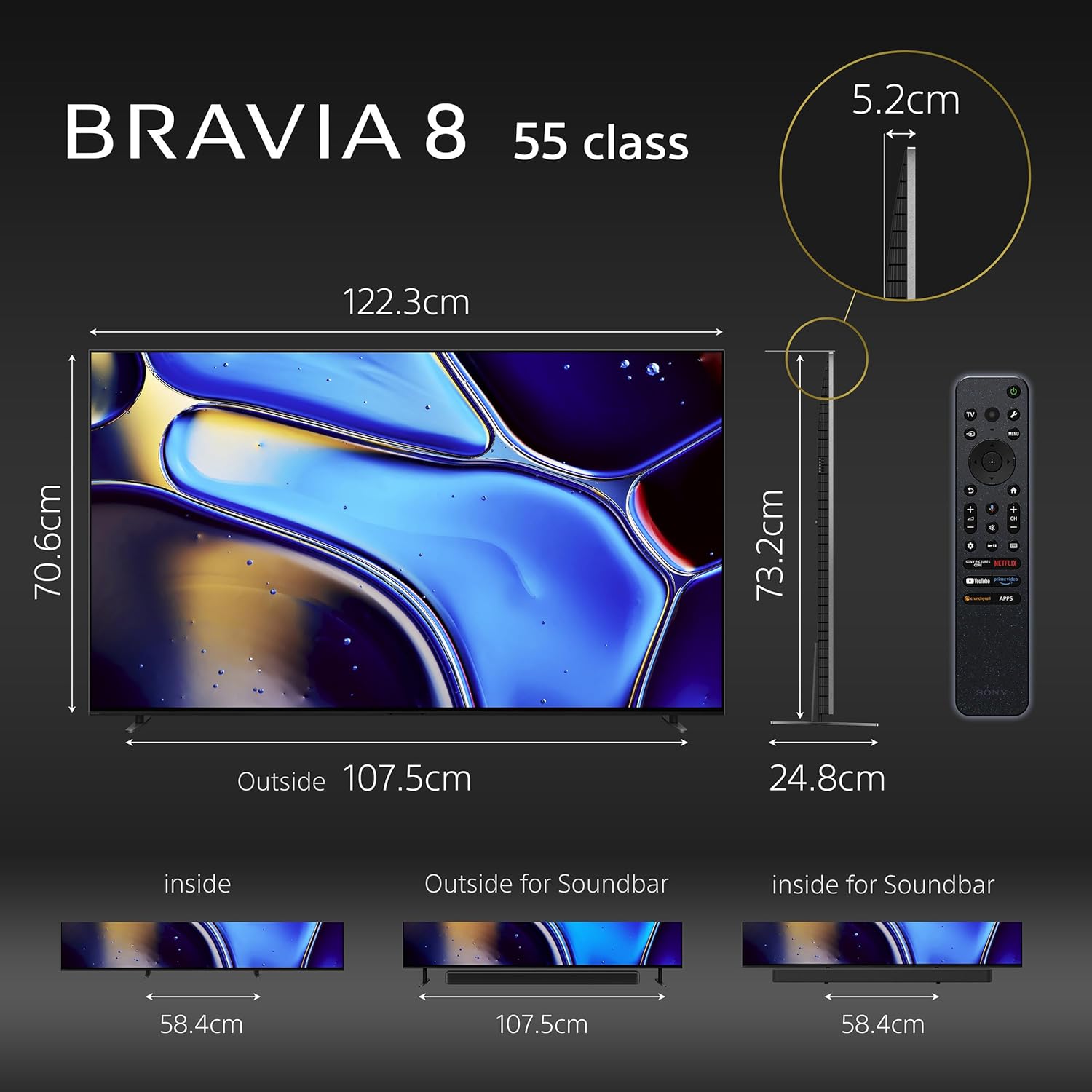 Sony BRAVIA 8 Series 139 cm (55 inches) 4K Ultra HD AI Smart OLED Google TV K-55XR80 (Black) - Image 3