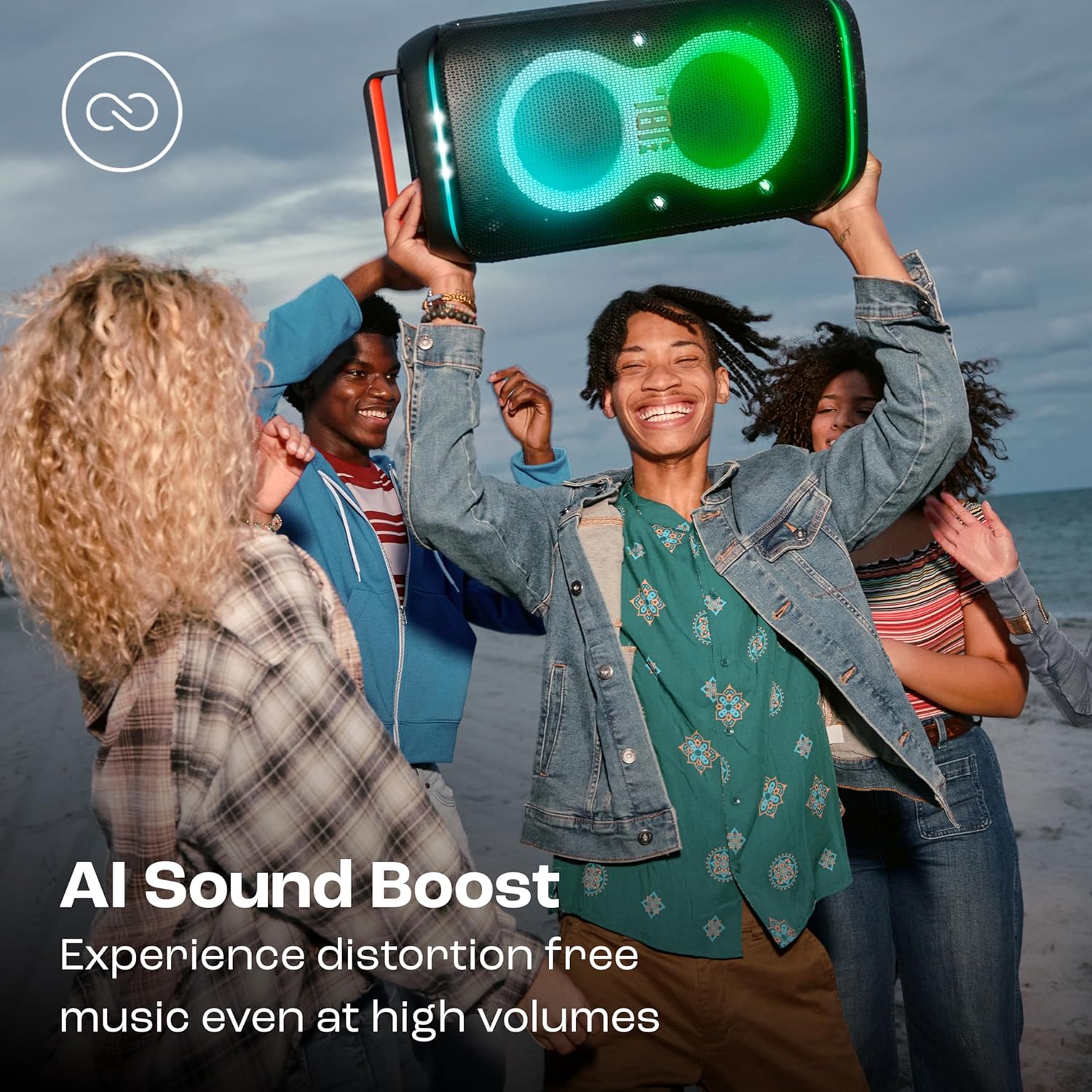 JBL Partybox 120 Wireless Bluetooth 160W Party Speaker, AI Sound Boost, Futuristic Light Show, Upto 12Hrs Playtime,Multispeaker Connection by Auracast, Guitar & Mic Input, Splashproof (Black) - Image 5