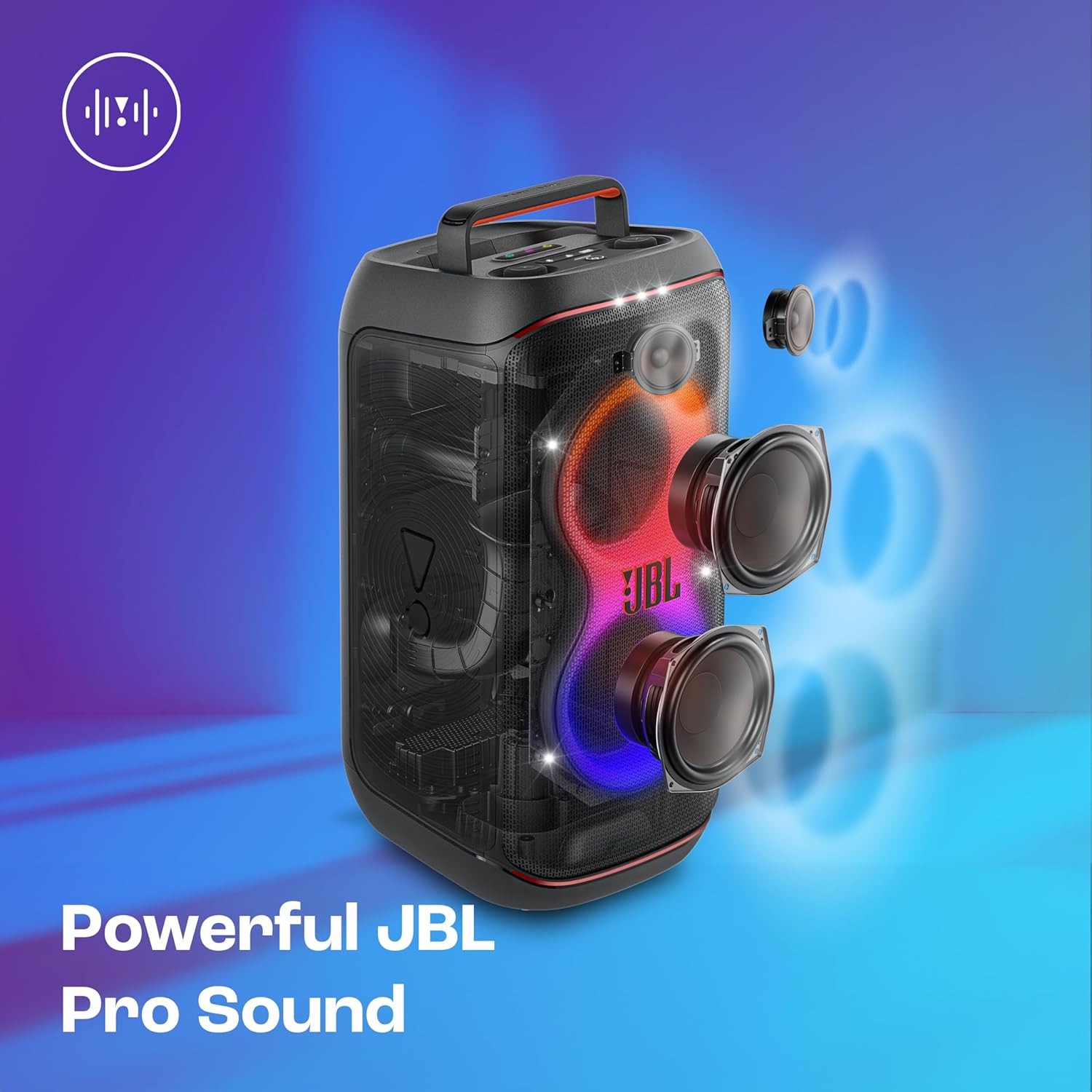 JBL Partybox 120 Wireless Bluetooth 160W Party Speaker, AI Sound Boost, Futuristic Light Show, Upto 12Hrs Playtime,Multispeaker Connection by Auracast, Guitar & Mic Input, Splashproof (Black) - Image 6