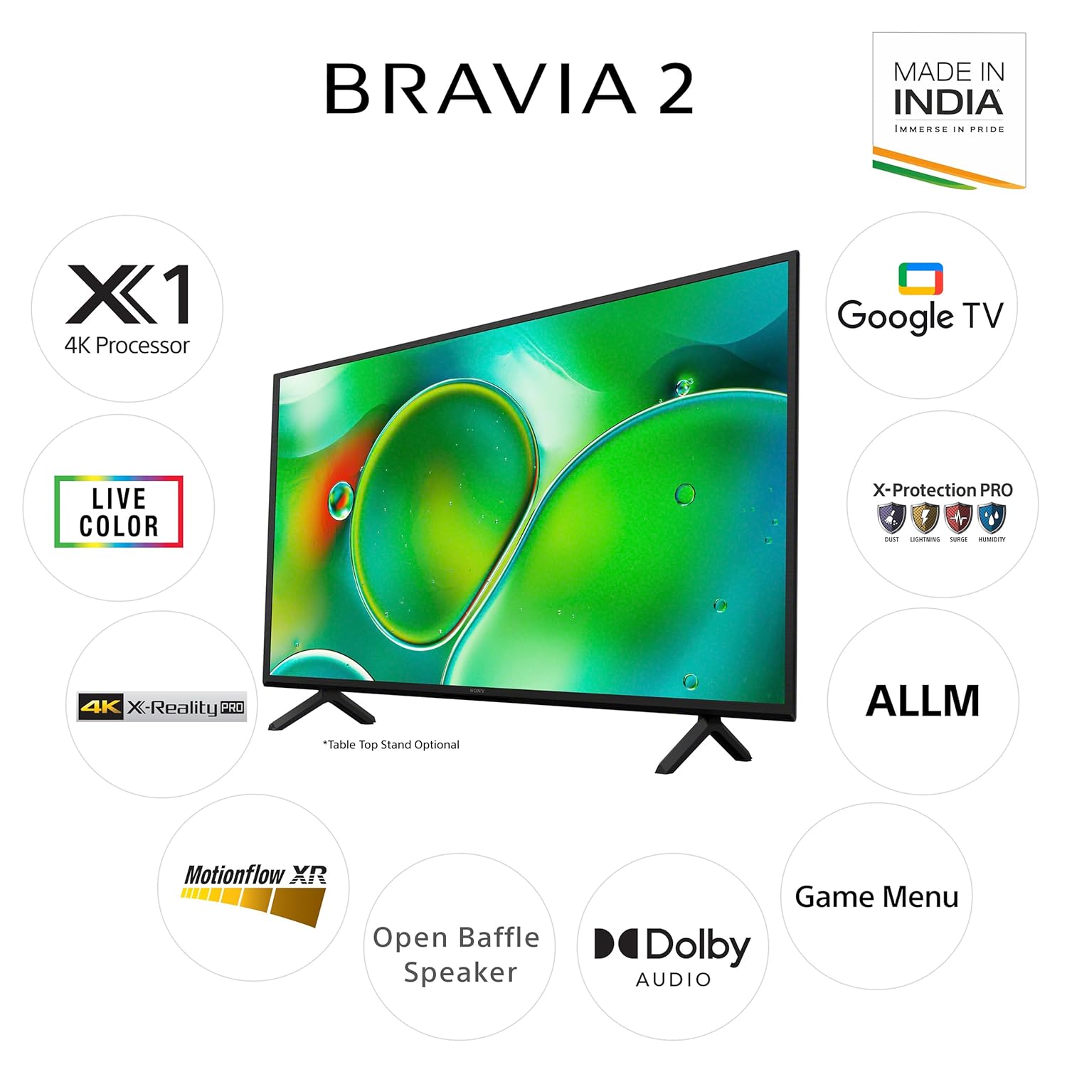 BRAVIA 2 Series 126 cm (50 inches) 4K Ultra HD Smart LED Google TV K-50S20 (Black) - Image 2