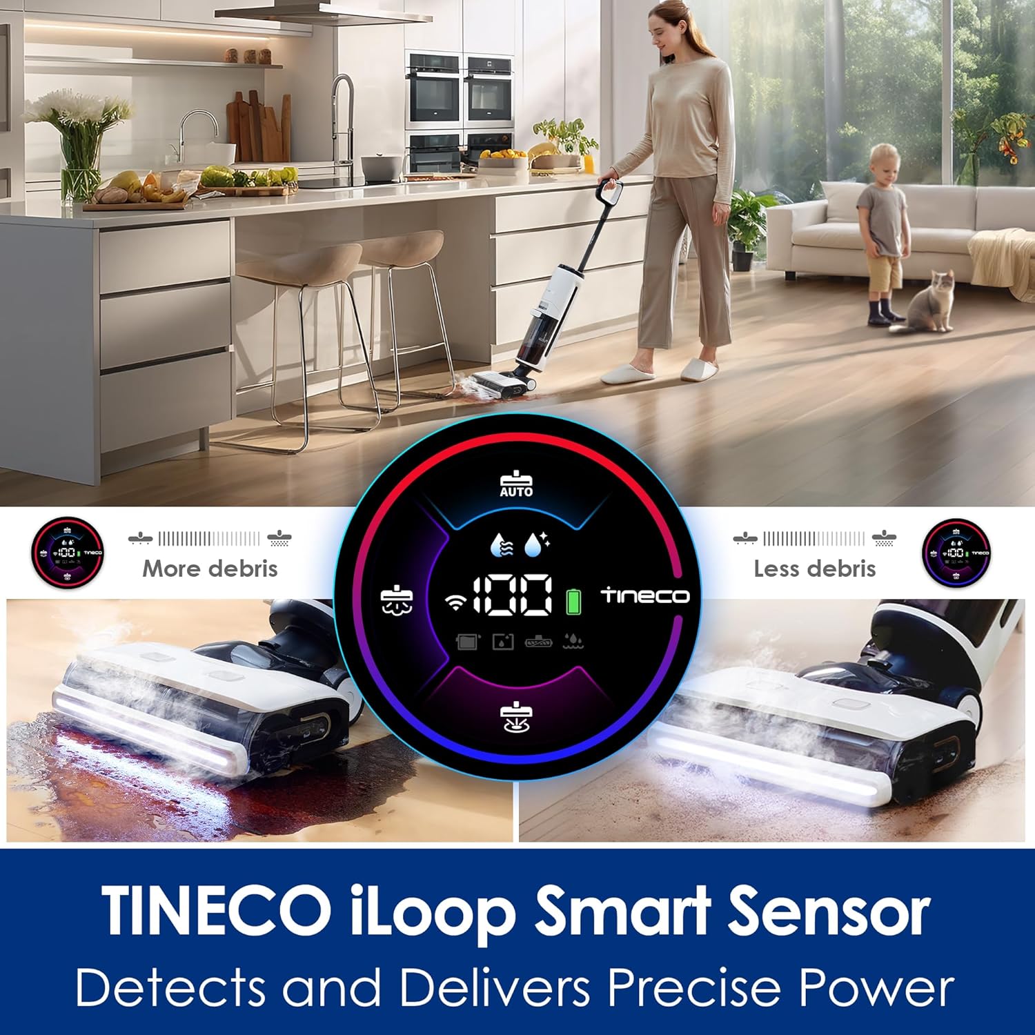 Tineco Floor ONE S7 Steam, World No 1 Cordless Wet Dry Vacuum Steam Mop All-in-One, Floor Washer for Sticky Mess on Hard Floors with Digital Display, Self-Cleaning, Edge Cleaning, Safe for Kids & Pets Tineco Floor ONE S7 Steam, World No 1 Cordless Wet Dry Vacuum Steam Mop All-in-One, Floor Washer for Sticky Mess on Hard Floors with Digital Display, Self-Cleaning, Edge Cleaning, Safe for Kids & Pets - Image 4