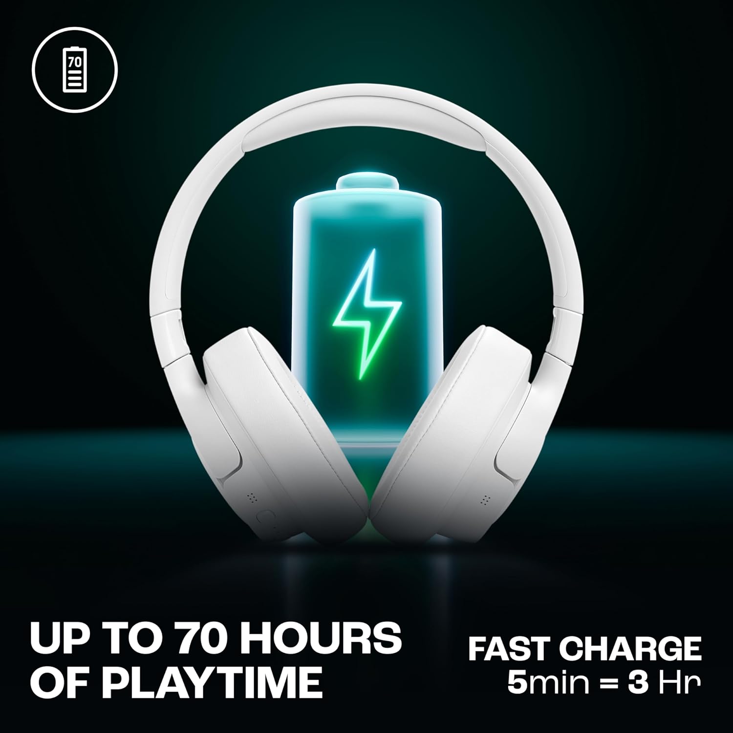 JBL Tune 770NC Wireless Over Ear ANC Headphones with Mic, Upto 70 Hrs Playtime, Speedcharge, Google Fast Pair, Dual Pairing, BT 5.3 LE Audio, Customize on JBL Headphones App (White) - Image 3