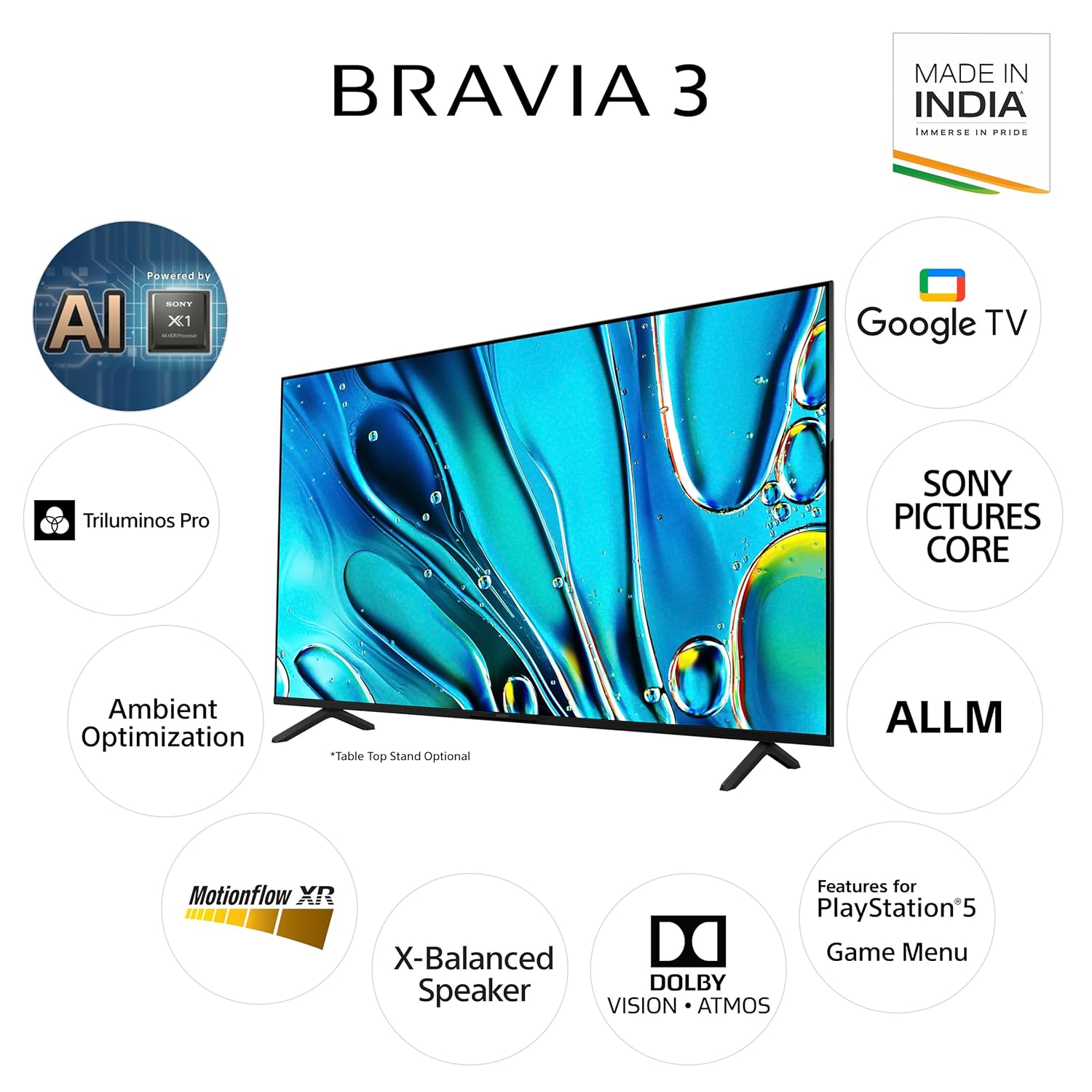 Sony BRAVIA 3 Series 108 cm (43 inches) 4K Ultra HD AI Smart LED Google TV K-43S30 (Black) - Image 2