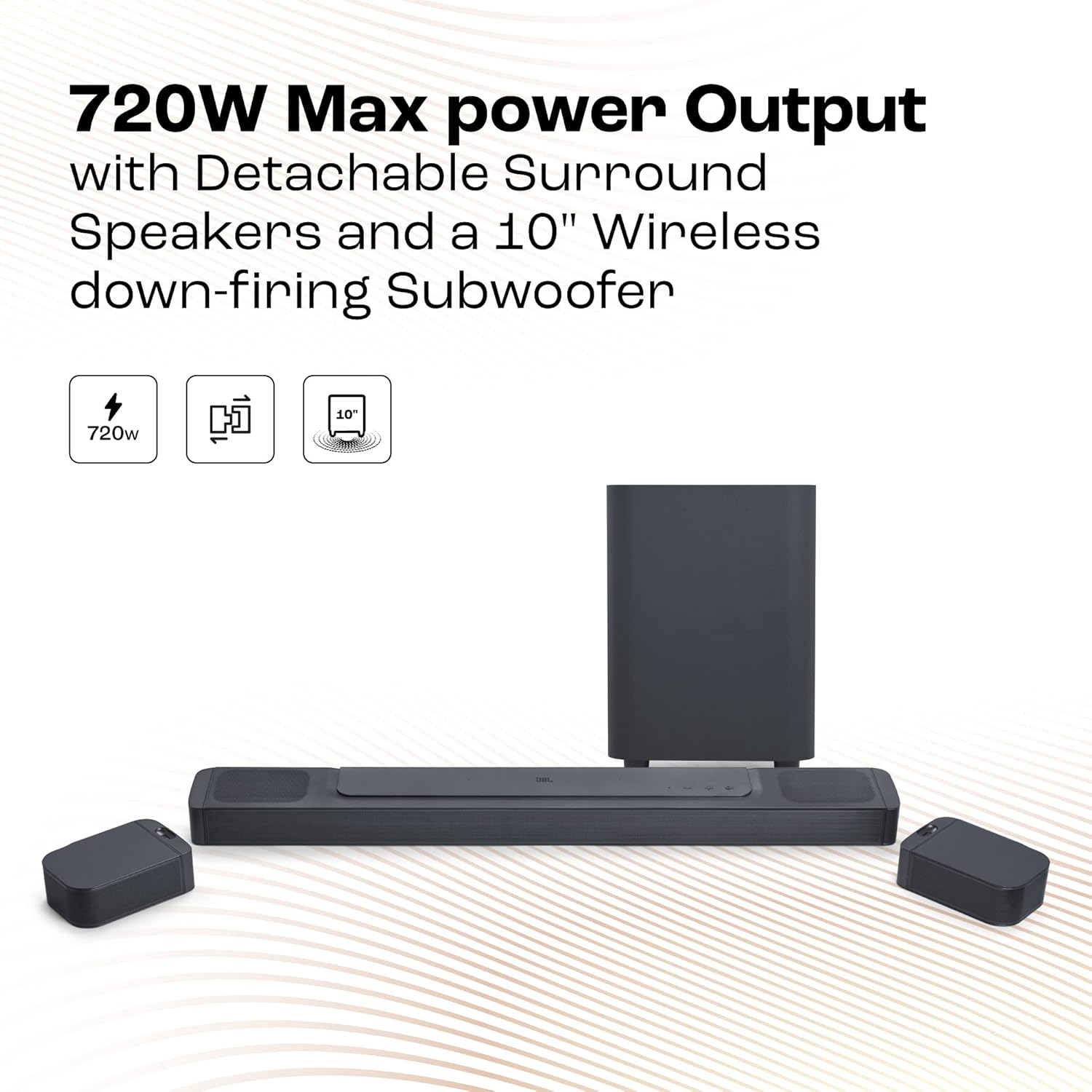 JBL Bar 800 Pro, 7.1 (5.1.2) Channel Truly Wireless Soundbar with True Dolby Atmos® 3D Surround Sound, 10” Down-Firing Wireless Subwoofer, PureVoice, HDMI eARC, Bluetooth, Wi-Fi & Optical Input (720W) - Image 2