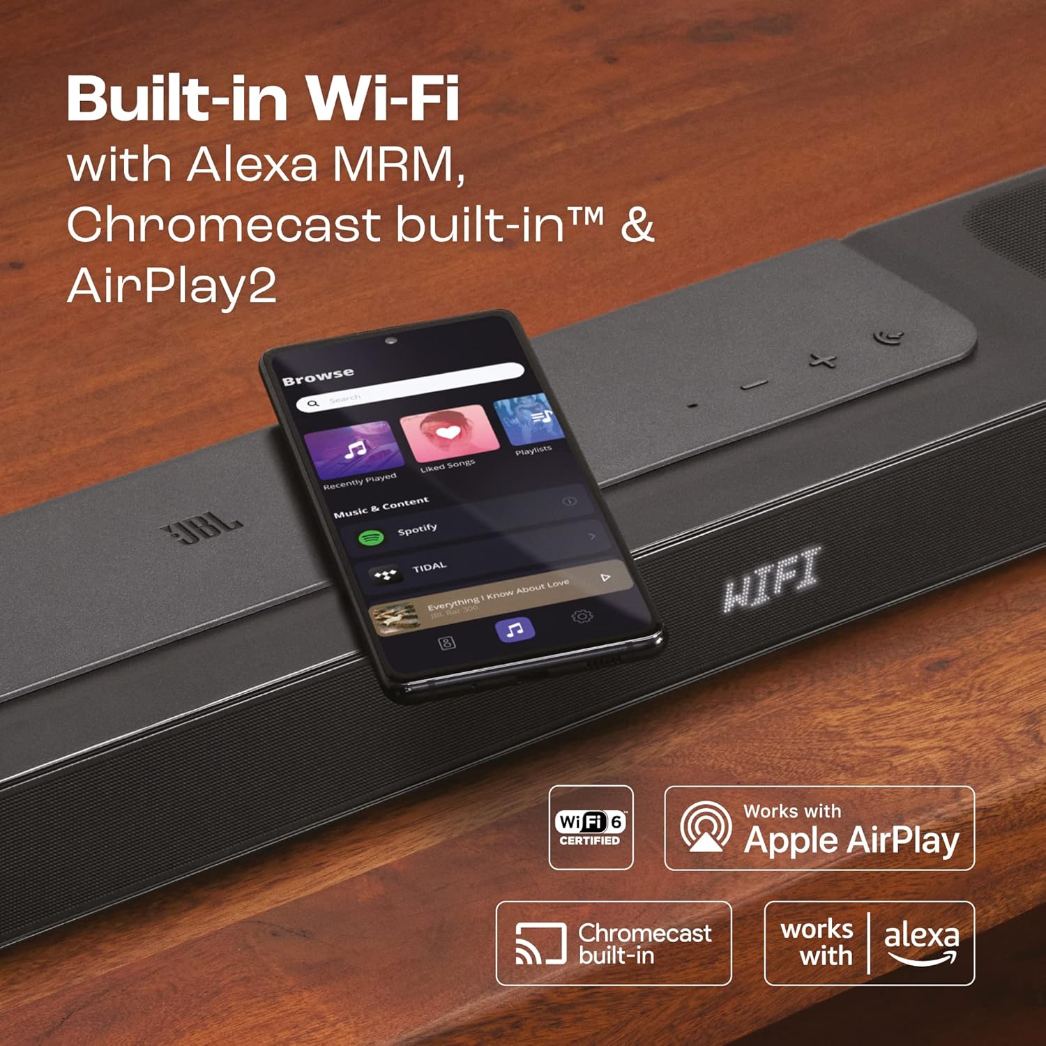 JBL Bar 800 Pro, 7.1 (5.1.2) Channel Truly Wireless Soundbar with True Dolby Atmos® 3D Surround Sound, 10” Down-Firing Wireless Subwoofer, PureVoice, HDMI eARC, Bluetooth, Wi-Fi & Optical Input (720W) - Image 6