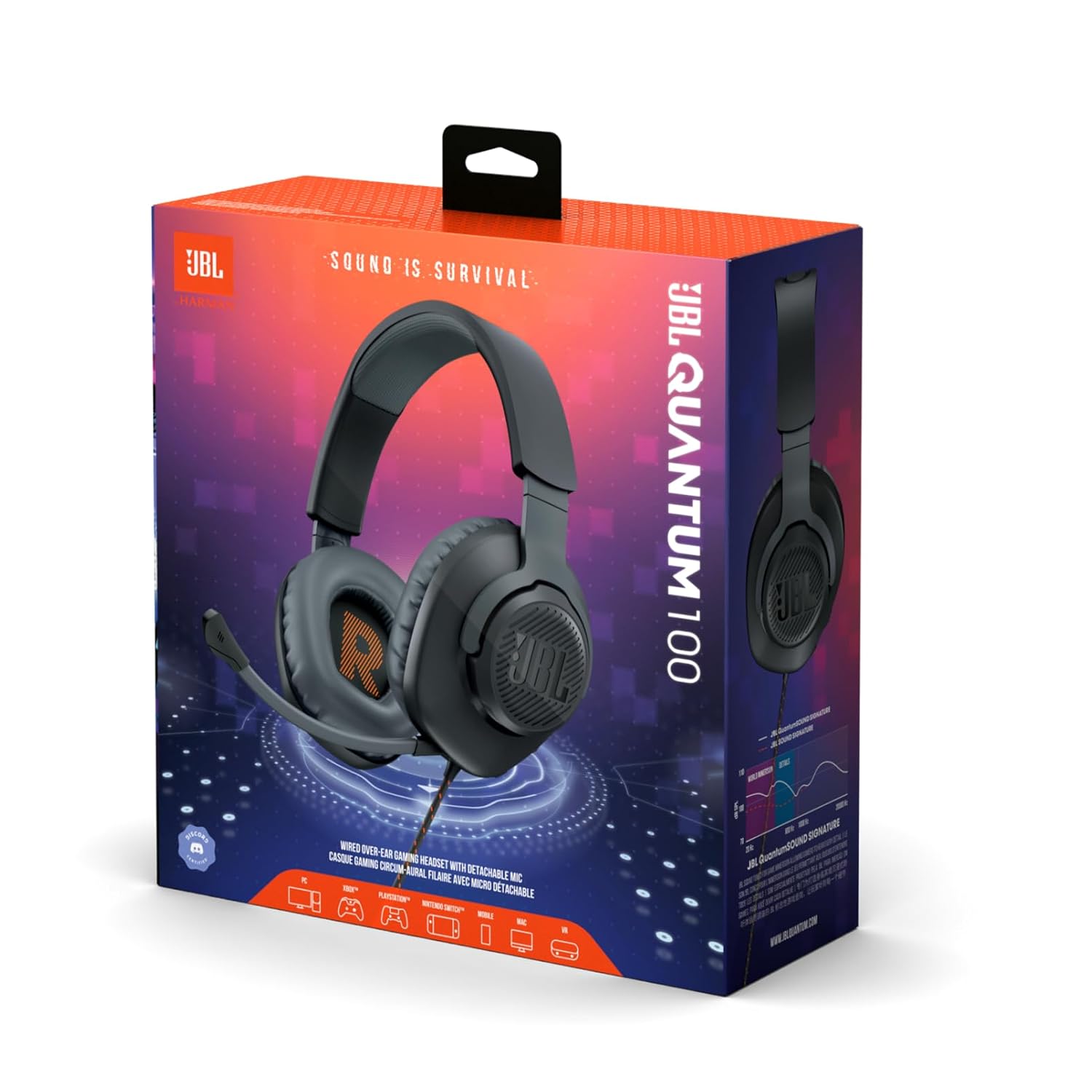 JBL Quantum 100 Wired Over Ear Gaming Headphones with Mic, 40mm Realistic Dynamic Drivers, Detachable Boom Mic, 1kHz Sensitivity, Memory Foam Cushioning, PC/Mobile/PS/Xbox/Nintendo/VR Compatible-Black - Image 3