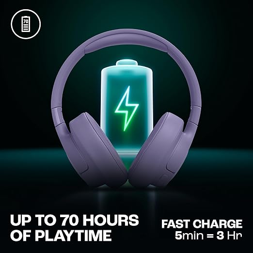 JBL Tune 770NC Wireless Over Ear ANC Headphones with Mic, Upto 70 Hrs Playtime, Speedcharge, Google Fast Pair, Dual Pairing, BT 5.3 LE Audio, Customize on Headphones App (Purple) - Image 4
