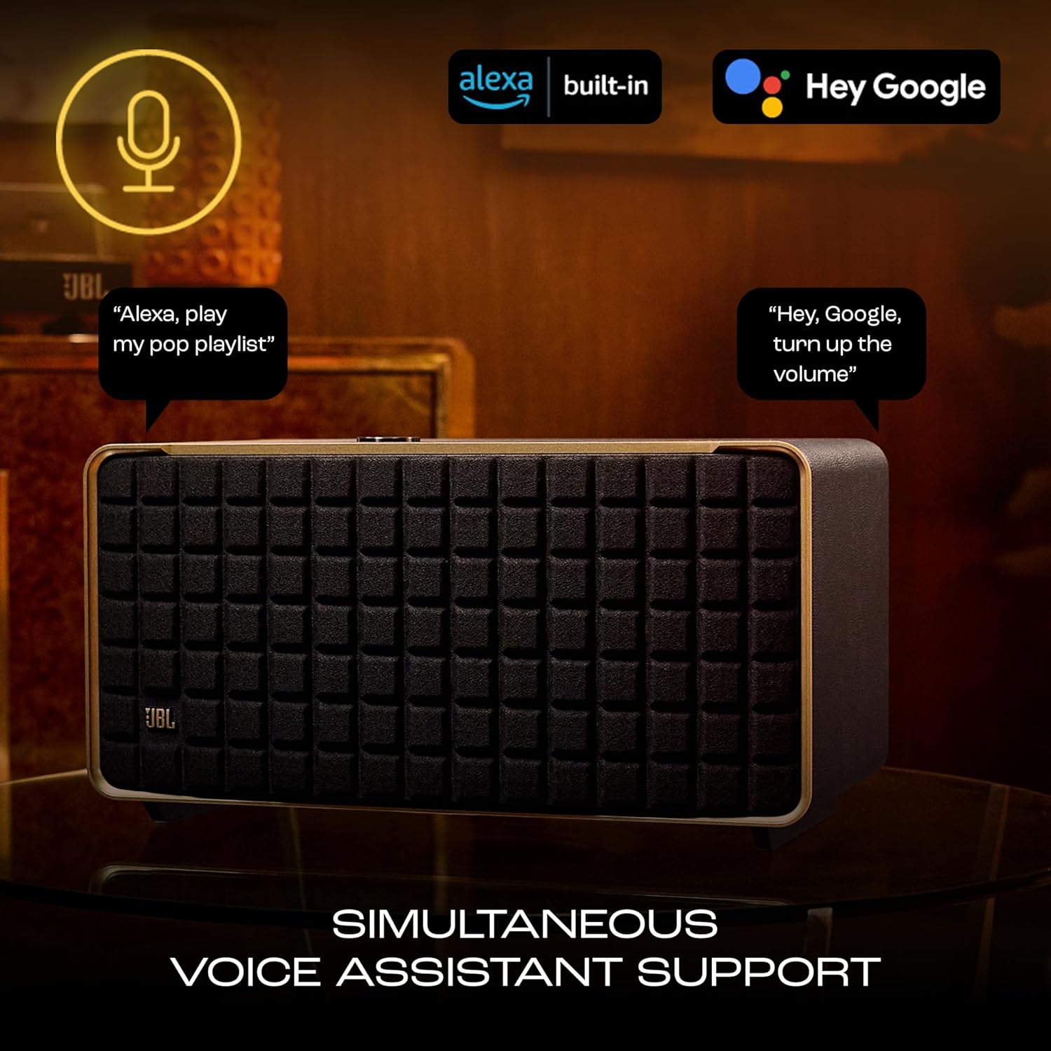 JBL Authentics 500, Dolby Atmos Smart Home Speaker Built-in WiFi and Music Streaming, Voice Assist and Bluetooth Connectivity, Automatic Calibration, Compatible with Google Home & Alexa, Retro Design - Image 6