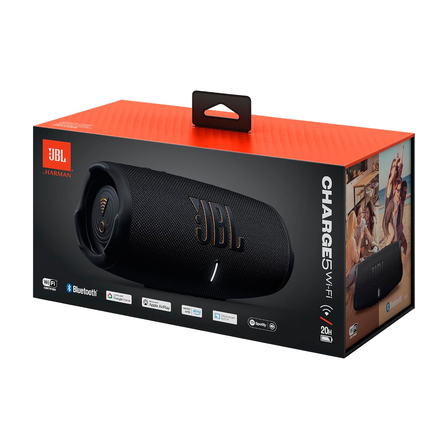 JBL Charge 5 Wi-Fi, Wireless Portable Bluetooth Speaker, Original Pro Sound, 20 Hours Playtime, Deep Bass, Built-in Powerbank, Wi-Fi with AirPlay, IP67 Water & Dustproof, One App (Black) - Image 4