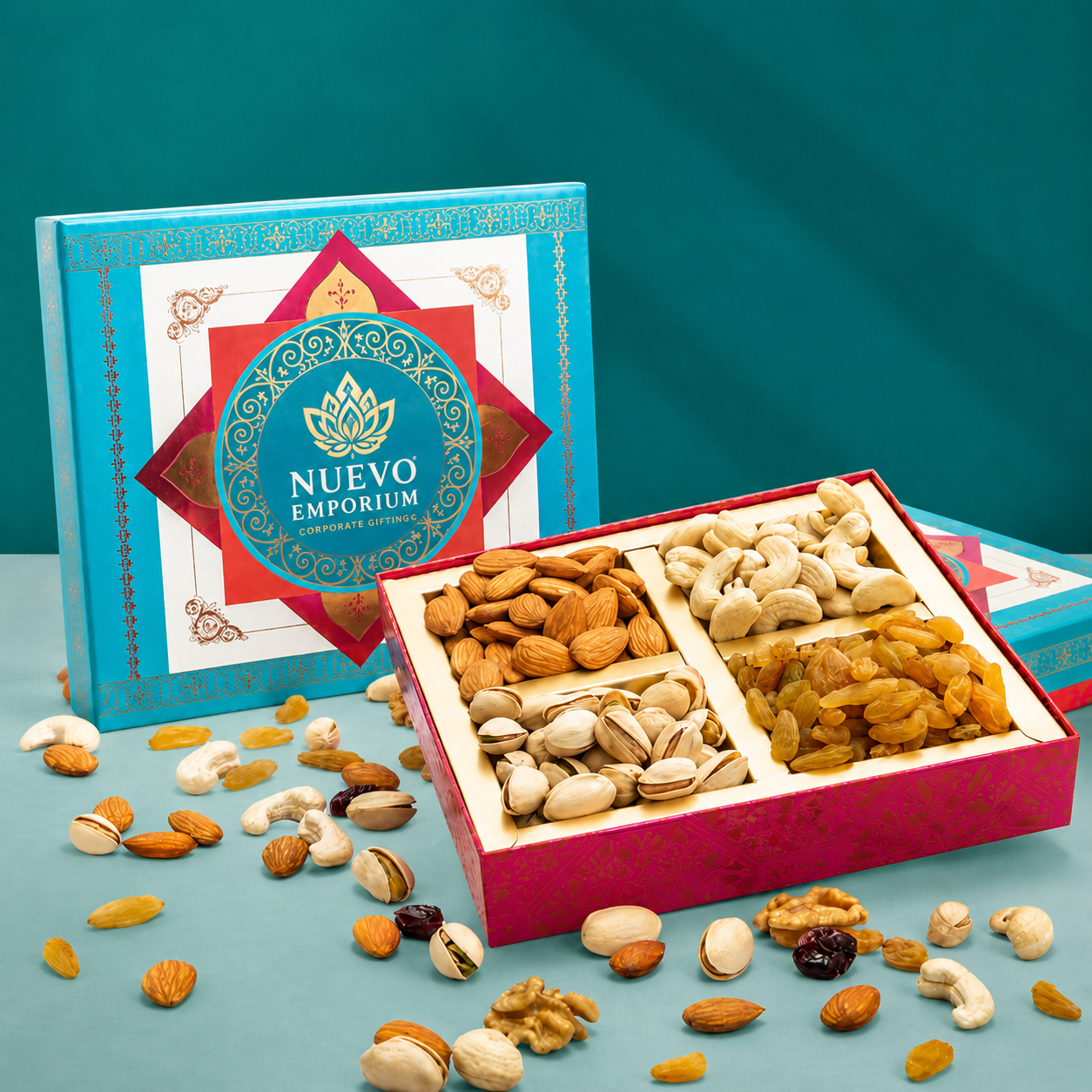 Nuevo Emporium Sapphire Royale Dry Fruit Gift Box | Premium Festive Luxury Hamper - Image 2