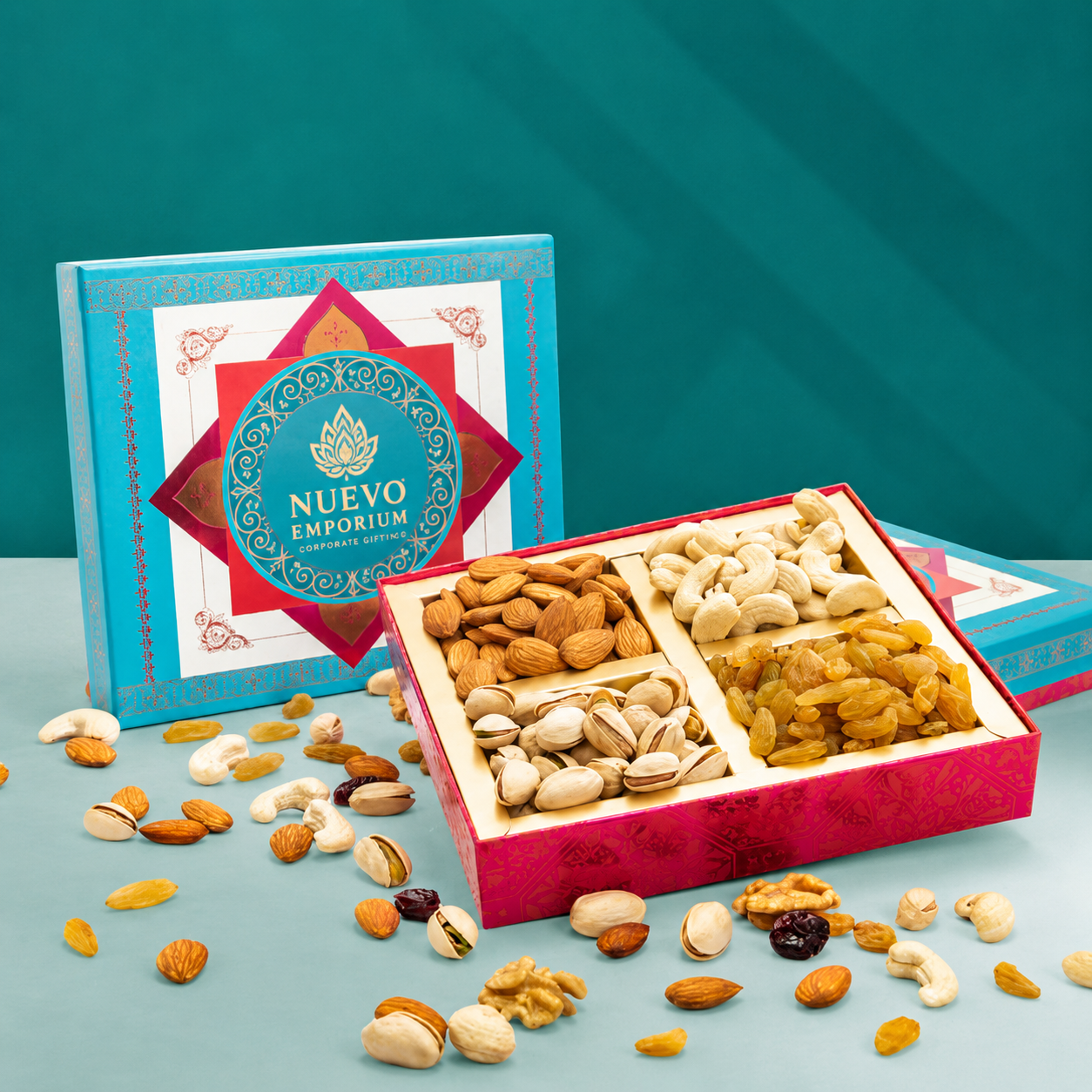 Nuevo Emporium Sapphire Royale Dry Fruit Gift Box | Premium Festive Luxury Hamper - Image 1