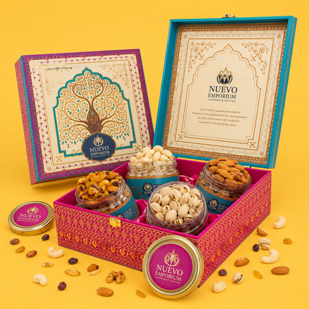 Nuevo Emporium Tree of Prosperity Jar Dry Fruit Hamper | Premium Royal Festive Gift Box - Image 1