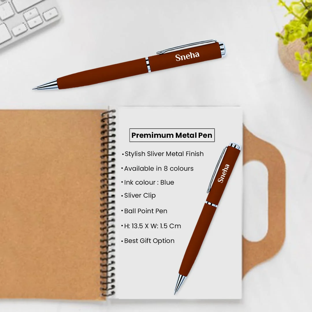 Nuevo Emporium Stylish Personalized Gift Set (Brown) | PU Leather Jute Diary & Premium Pen Combo - Image 8
