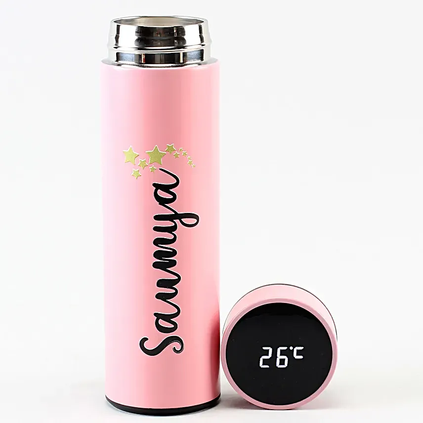 Pink & Black Radiance Personalised LED Temperature Bottle Set (2 x 500 ml, Double Insulated Stainless Steel) Pink & Black Radiance Personalised LED Temperature Bottle Set (2 x 500 ml, Double Insulated Stainless Steel) - Image 2