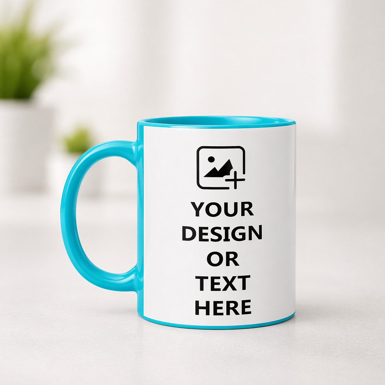 Customized 350 ML Sky Blue Coffee Mug - Personalized Printed Ceramic Mug for Gifting - Customizable Design, Ideal for Birthdays, Anniversaries, and Special Occasions - Image 1