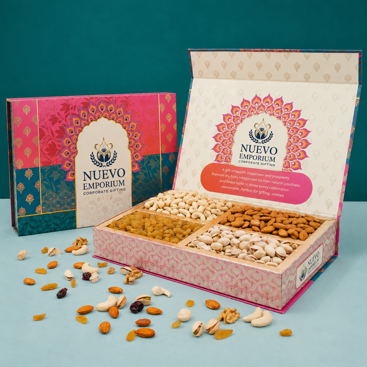 Nuevo Emporium Peacock Royale Dry Fruit Gift Box | Luxury Festive Celebration Hamper Nuevo Emporium Peacock Royale Dry Fruit Gift Box | Luxury Festive Celebration Hamper - Image 1