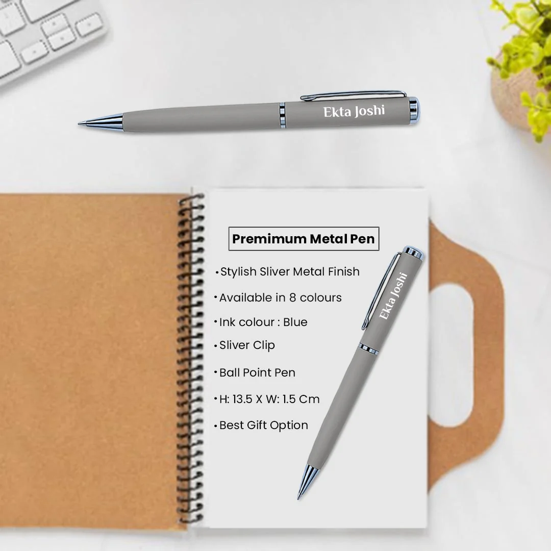 Nuevo Emporium Stylish Personalized Gift Set (Grey) | PU Leather Jute Diary & Premium Pen Combo - Image 9