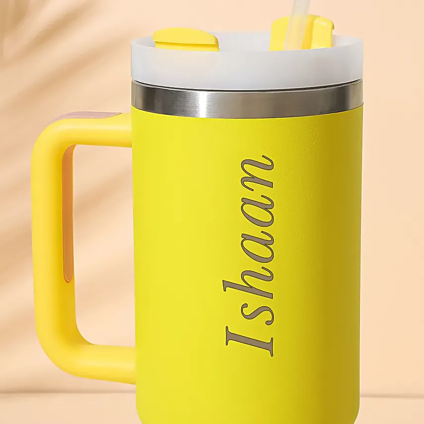 Personalised Stanley Style Yellow Tumbler 1200 ml Stainless Steel Travel Mug Personalised Stanley Style Yellow Tumbler 1200 ml Stainless Steel Travel Mug - Image 6