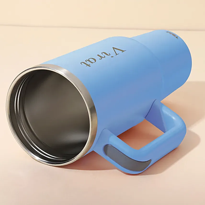 Personalised Cool Blue Trendy Stainless Steel Tumbler 1200 ml, Matte Finish with Handle & Straw Personalised Cool Blue Trendy Stainless Steel Tumbler 1200 ml, Matte Finish with Handle & Straw - Image 3