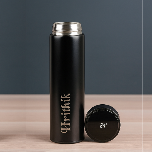 Personalised LED Temperature Stainless Steel Bottle 500 ml (Black, Double Insulated) Personalised LED Temperature Stainless Steel Bottle 500 ml (Black, Double Insulated) - Image 2