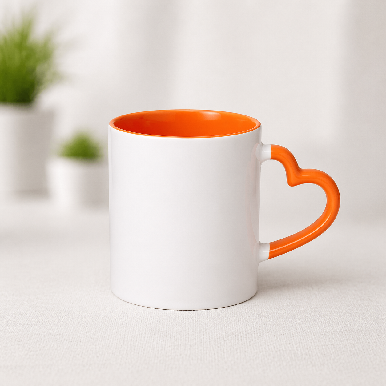 Sublimation Ceramic Plain Two Tone Coffee Mug with Heart Handle I Microwave Safe I for Hot & Cold Beverages Sublimation Printing Kitchen use Gifts Business Customizable - 325ml (Orange) Sublimation Ceramic Plain Two Tone Coffee Mug with Heart Handle I Microwave Safe I for Hot & Cold Beverages Sublimation Printing Kitchen use Gifts Business Customizable - 325ml (Orange) - Image 1