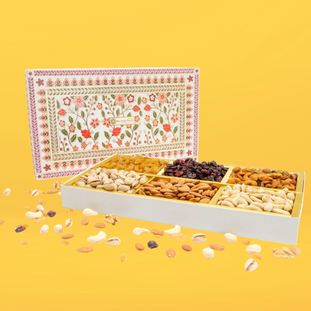 Nuevo Emporium Floral Elegance Dry Fruit Collection Box | Premium Luxury Gift Hamper - Image 2