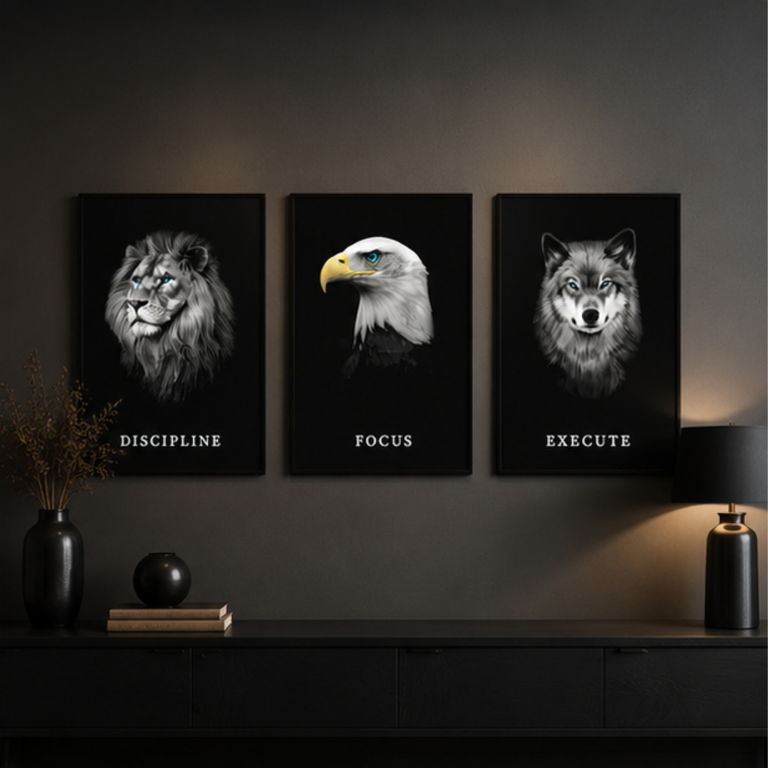 Dark Reign Trilogy Motivation Wall Décor Set by Nuevo Emporium | Compact Edition | Premium Matte Print with Lamination - Image 4