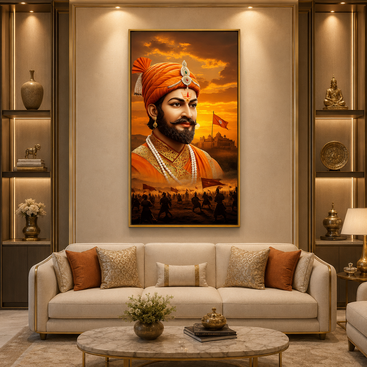Shivaji Maharaj Rajmudra Glory Glass Finish Vertical Wall Art  Classic - Image 5