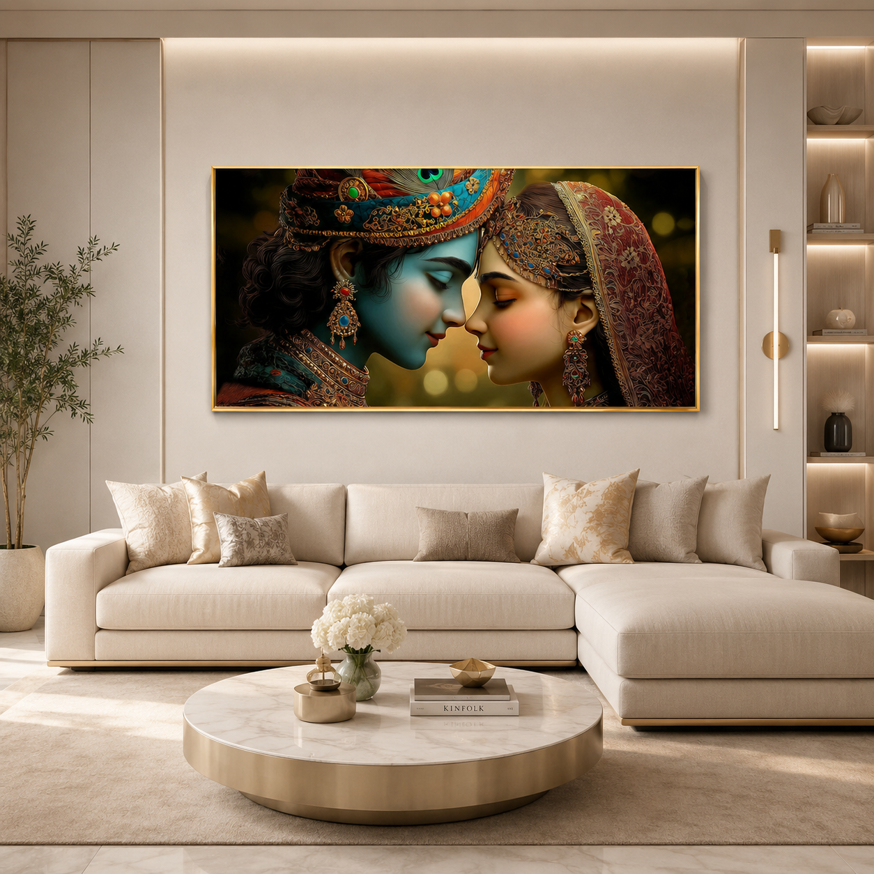 Divine Radha Krishna Eternal Love Glass Finish Wall Art  Premium - Image 4