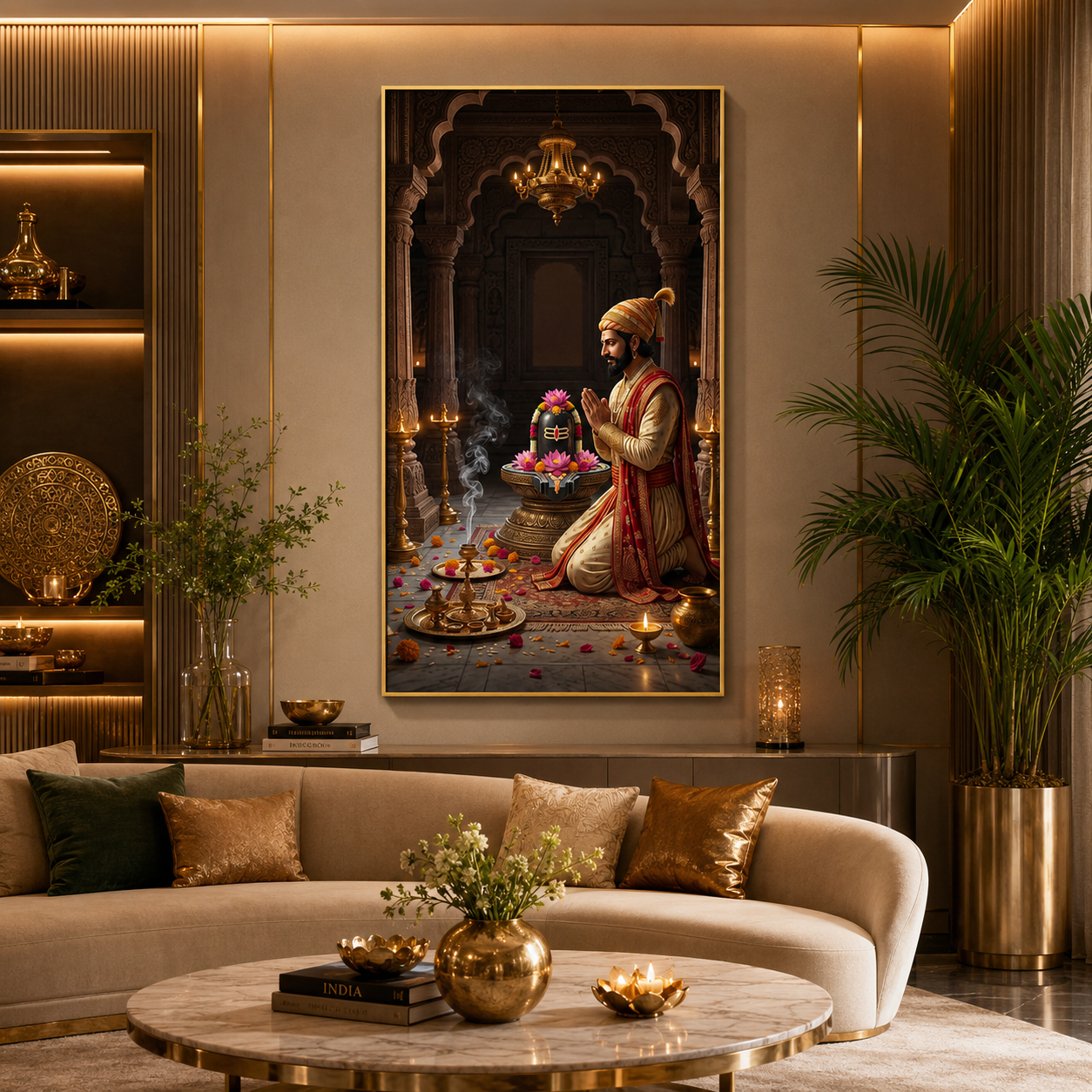 Chhatrapati Shivaji Maharaj Shiva Bhakti Glass Finish Vertical Wall Art  Classic - Image 2