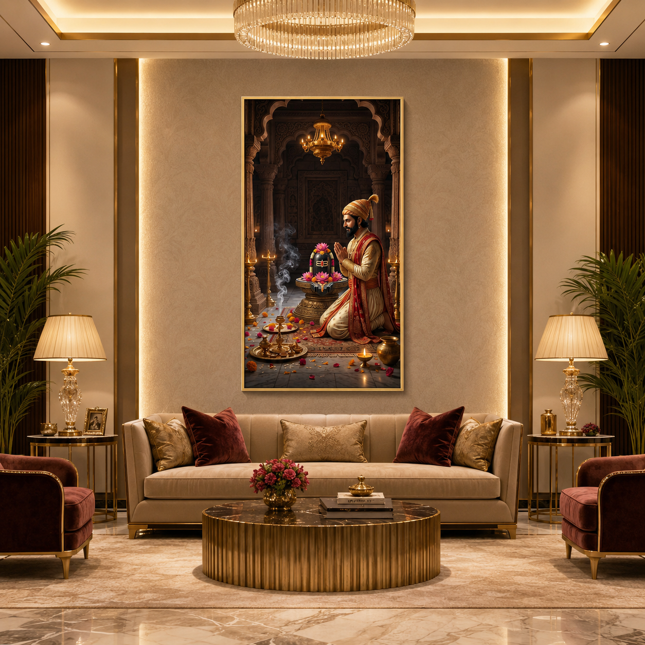 Chhatrapati Shivaji Maharaj Shiva Bhakti Glass Finish Vertical Wall Art  Classic - Image 5