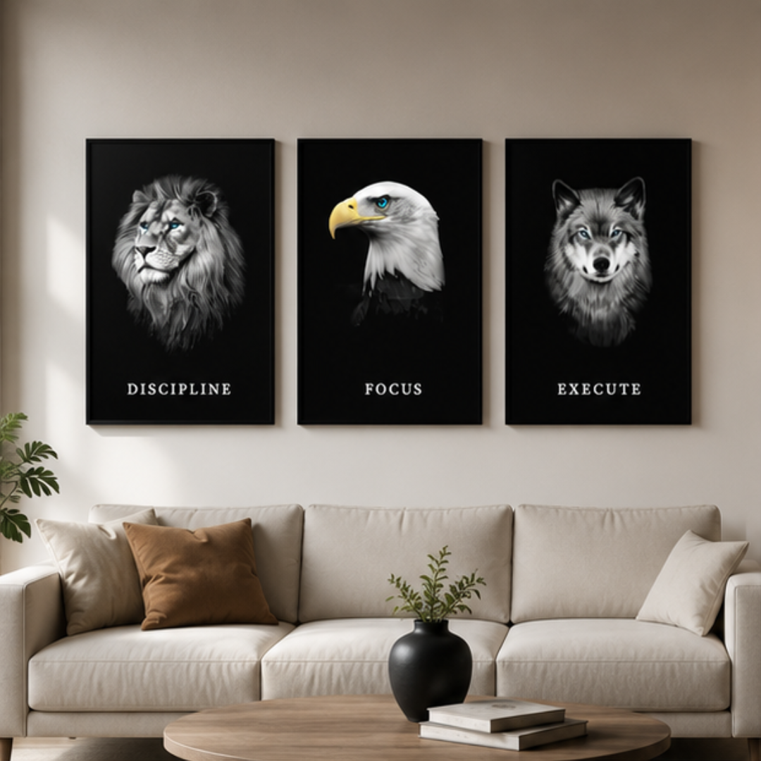Dark Reign Trilogy Motivation Wall Décor Set by Nuevo Emporium | Compact Edition | Premium Matte Print with Lamination - Image 2