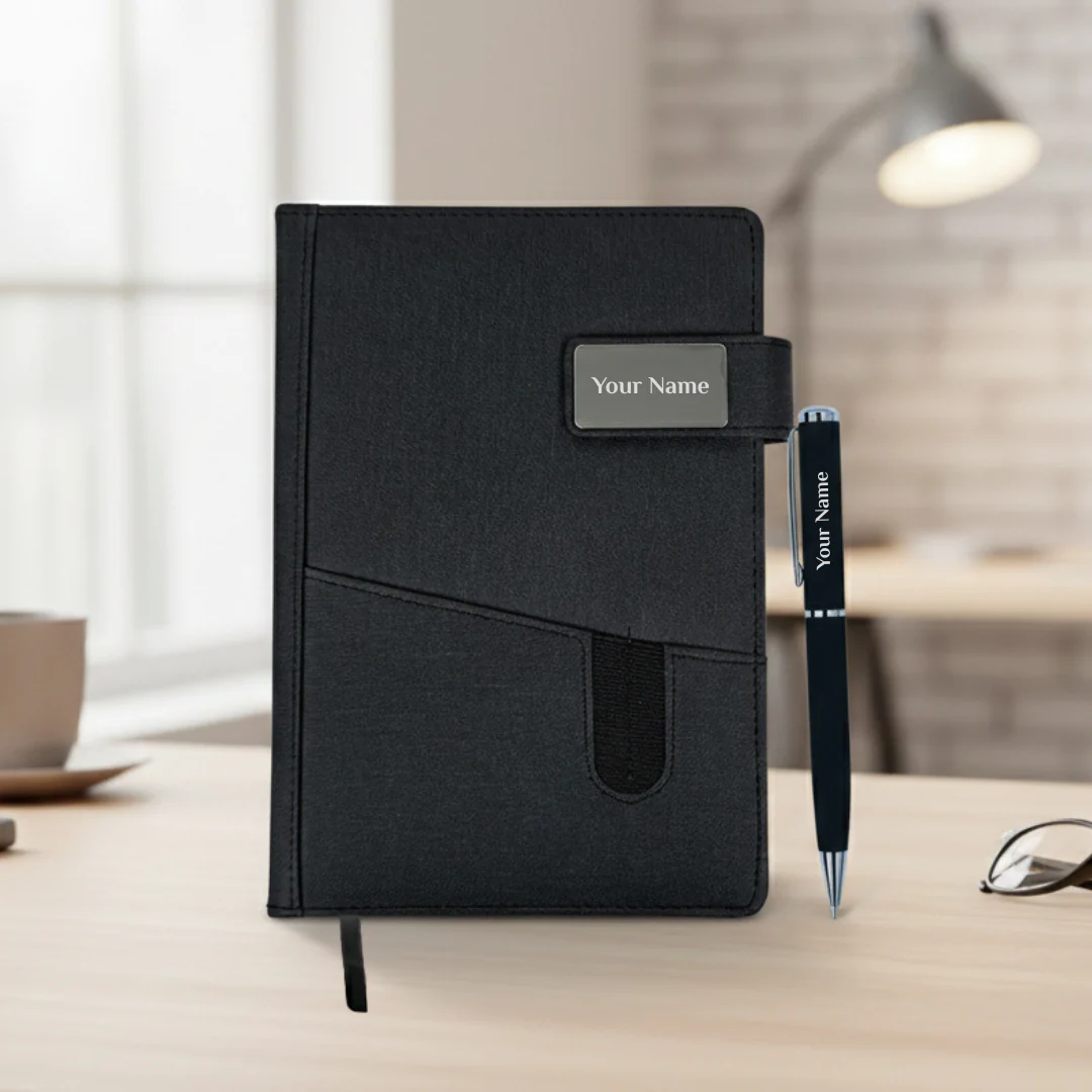 Nuevo Emporium Stylish Personalized Gift Set (Brown) | PU Leather Jute Diary & Premium Pen Combo - Image 4