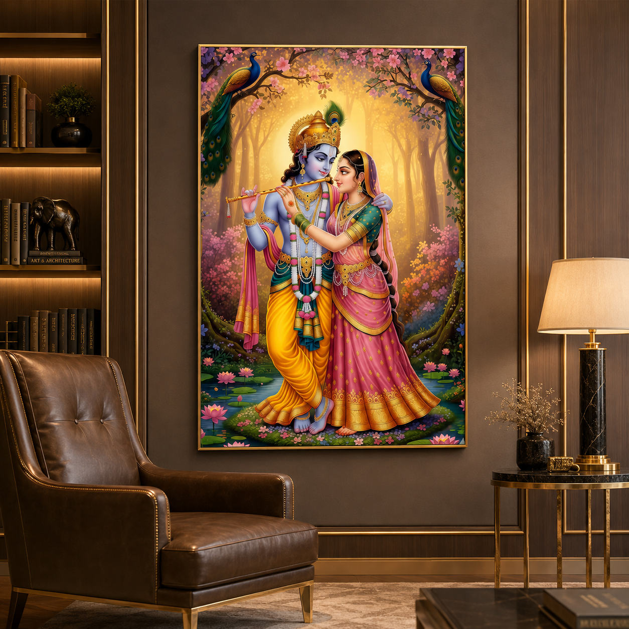 Krishna and Radha Love in Serenity Glass Finish Vertical Wall Art  Classic - Image 5