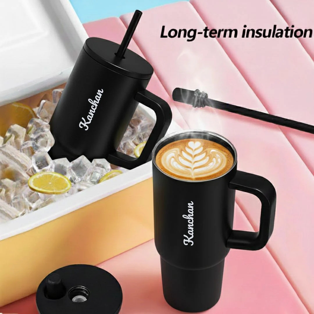 Nuevo Emporium Personalized Gift Set (Black) | 710ml Stainless Steel Handle Tumbler with Silk Chocolate Combo - Image 4