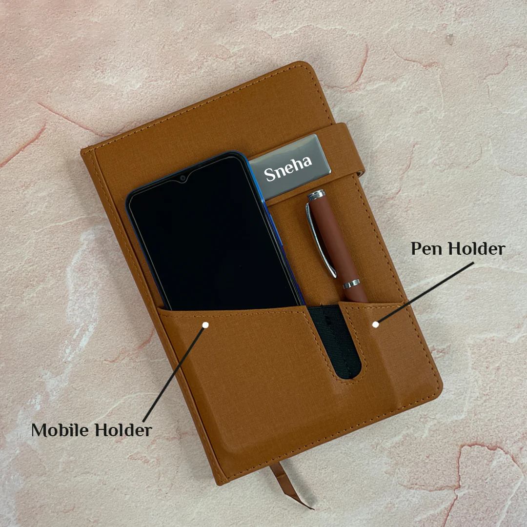 Nuevo Emporium Stylish Personalized Gift Set (Brown) | PU Leather Jute Diary & Premium Pen Combo - Image 6