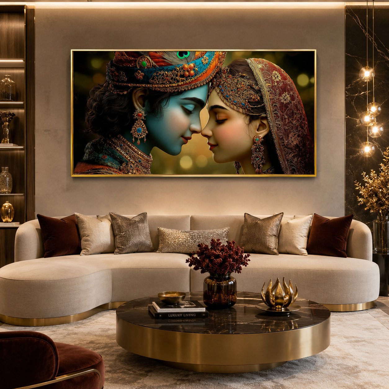 Divine Radha Krishna Eternal Love Glass Finish Wall Art  Premium - Image 5