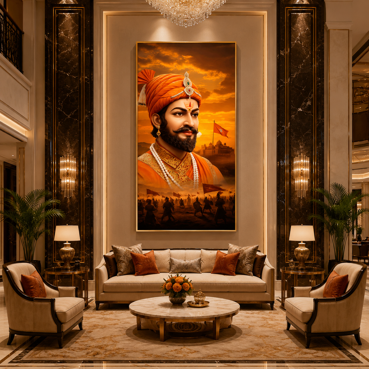 Shivaji Maharaj Rajmudra Glory Glass Finish Vertical Wall Art  Classic - Image 2