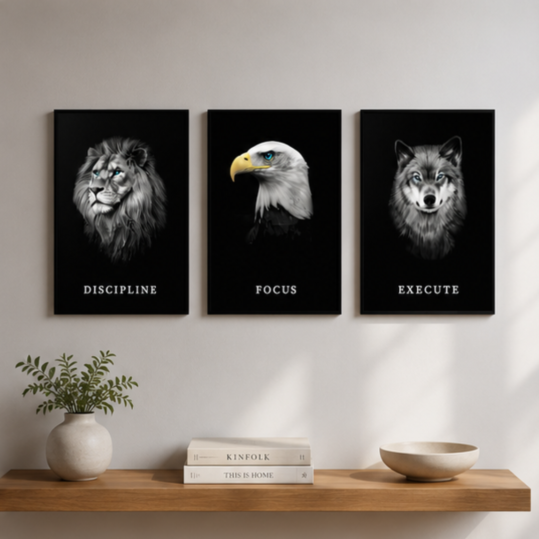 Dark Reign Trilogy Motivation Wall Décor Set by Nuevo Emporium | Compact Edition | Premium Matte Print with Lamination - Image 3